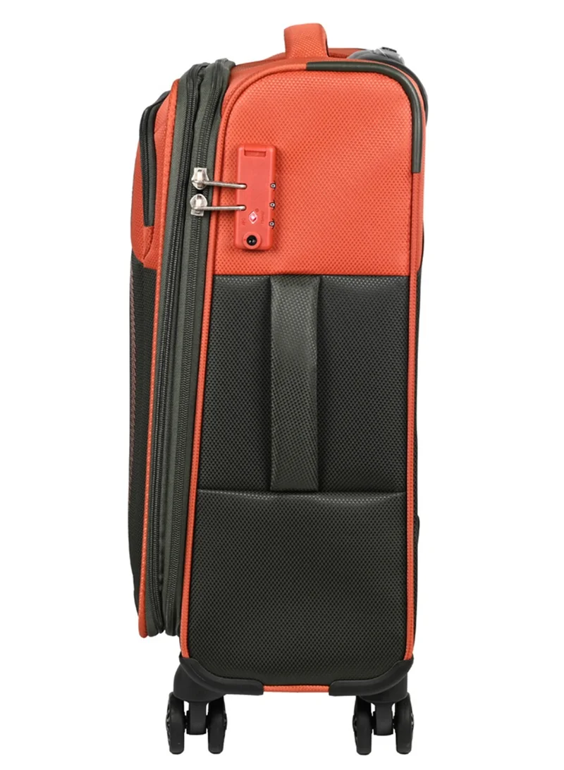 AMERICAN TOURISTER Dashway Suitcase, Cabin Size 58 cm / 20 inch, 4 Wheels, Soft Top, Polyester, Puffin Orange / Grey|TSA Lock|Expandable|Inner Mesh Zippered Pocket|DuoSaf™ Security Zipper|Front Storage - 3 Years International Warranty